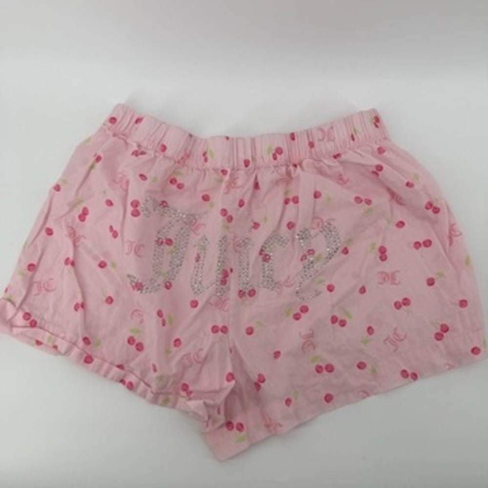 Juicy‎ Couture Pink Cherry Print Rhinestone Logo Sleepwear Shorts Size Medium